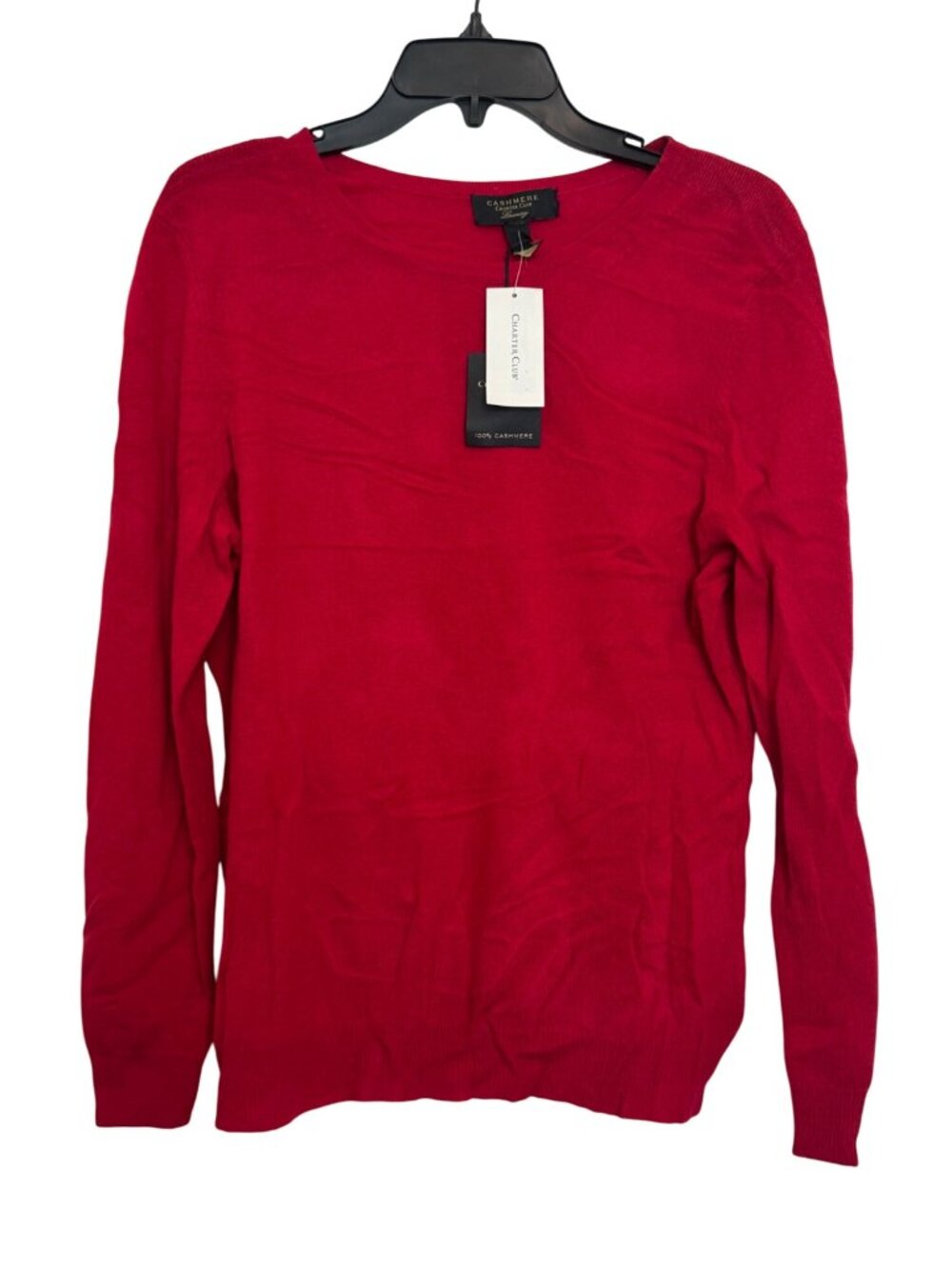 Charter Club Luxury 100% Cashmere Crewneck Sweater Red Large L New With Tags